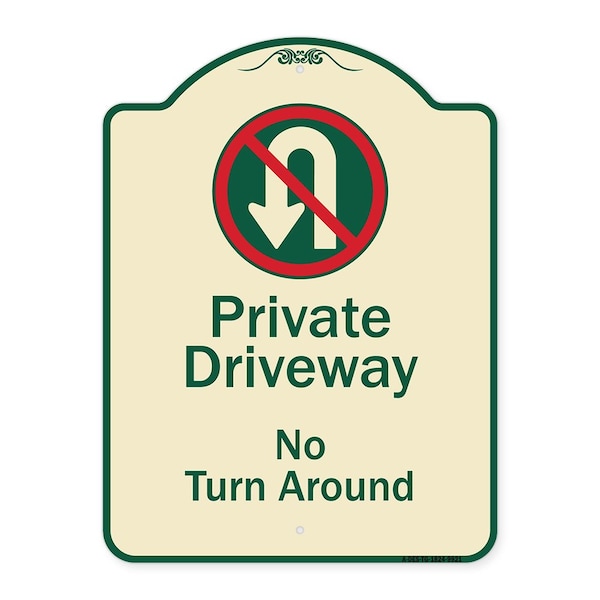 Designer Series-Private Driveway No Turn Around With Symbol, 24" x 18", TG-1824-9921